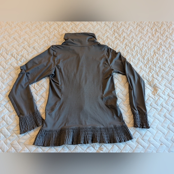 REI Athletic Jacket Women’s M Grey Ruffle High Neck Full Zip - Picture 10 of 11